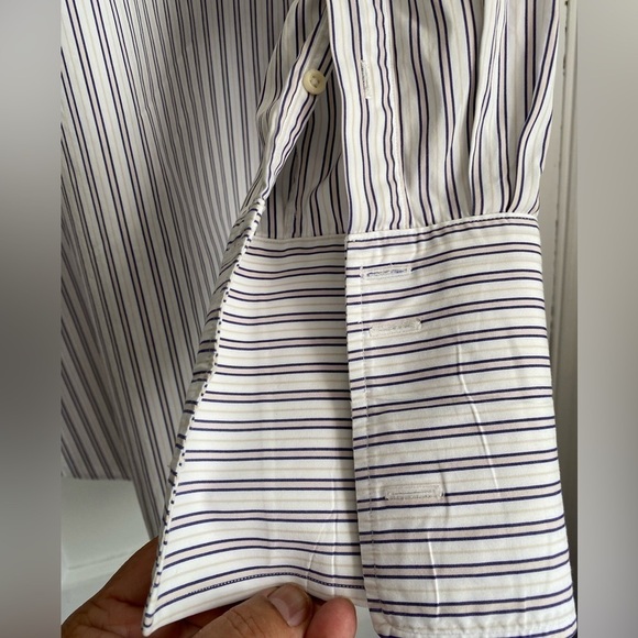 David Donahue Cotton Stripe Long Sleeves Dress Shirt Sz: 16/ 32-3 - Picture 5 of 10